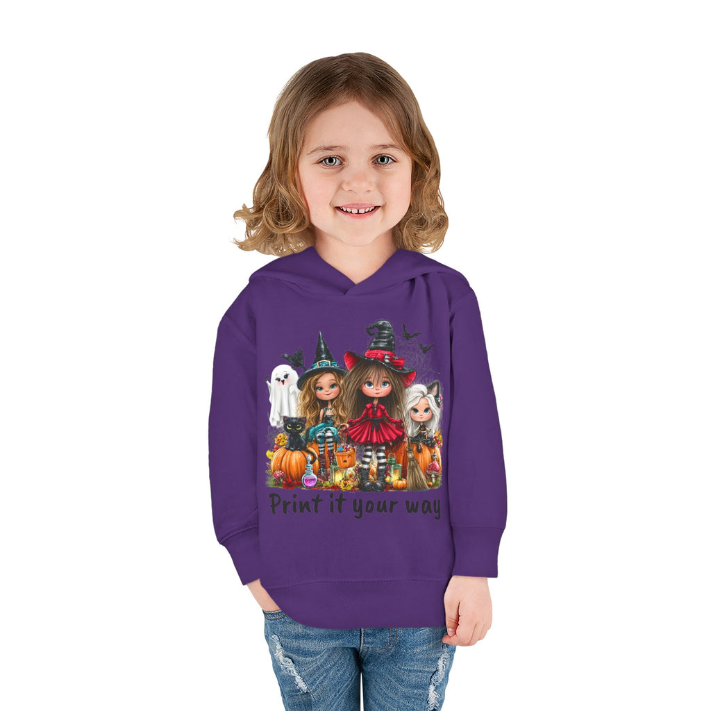 Toddler Hoodie — Cute Halloween Witch Girls Pumpkin Design - CAN CUSTOMIZE IMAGE AND/OR TEXT