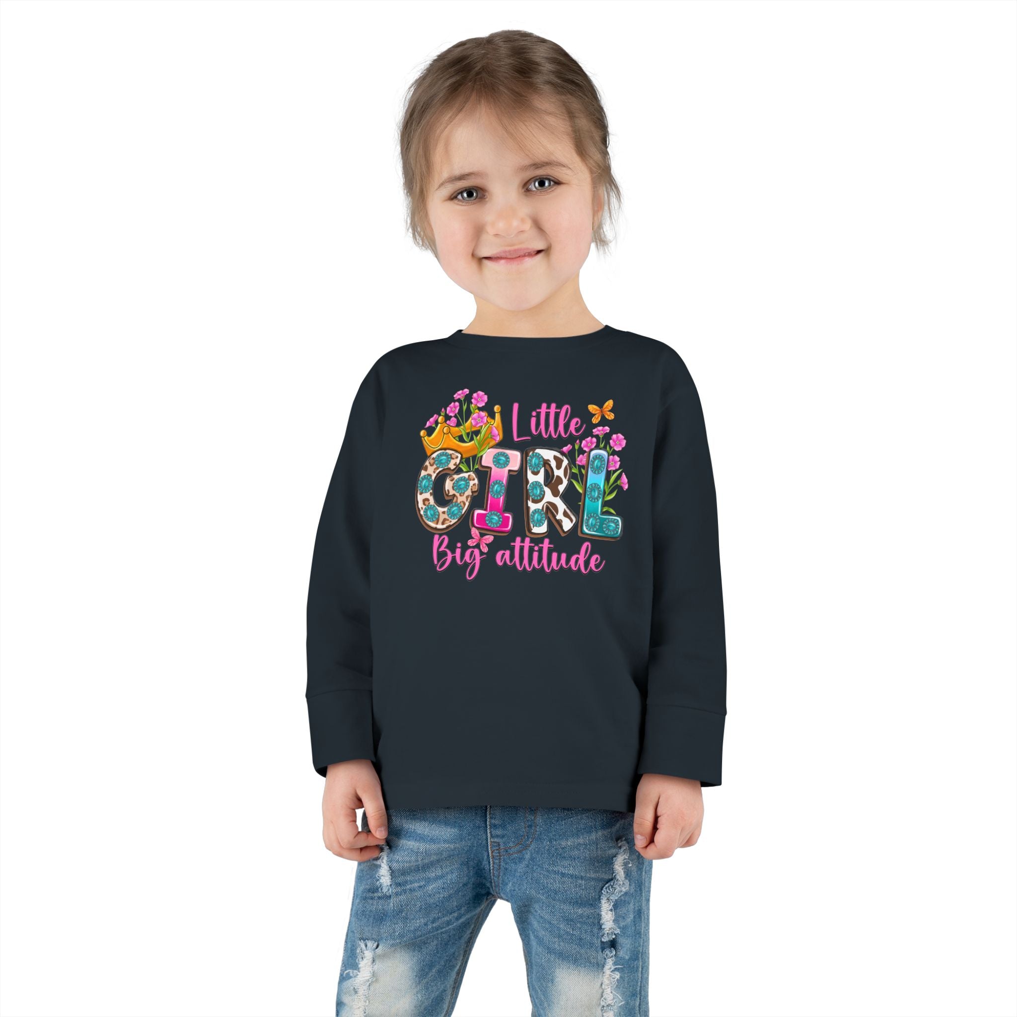 Little Girl Big Attitude — Funny Toddler Girl Long Sleeve Tee