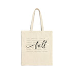 Fall Script Tote Bag — Autumn Wordcloud Cotton Canvas Tote
