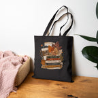 Autumn Stories Book Stack Tote Bag | Fall Canvas Bag