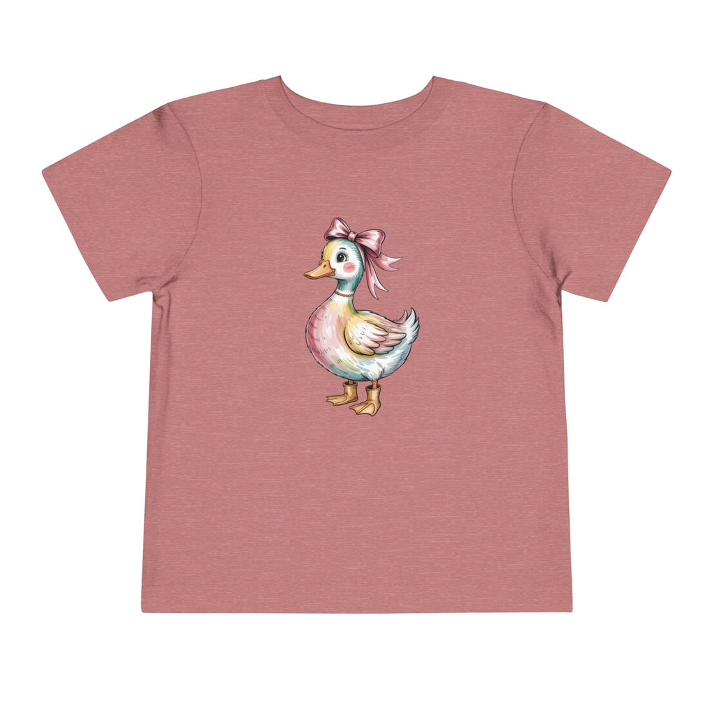 Cute Duckling Toddler Tee — Watercolor Duck with Pink Bow