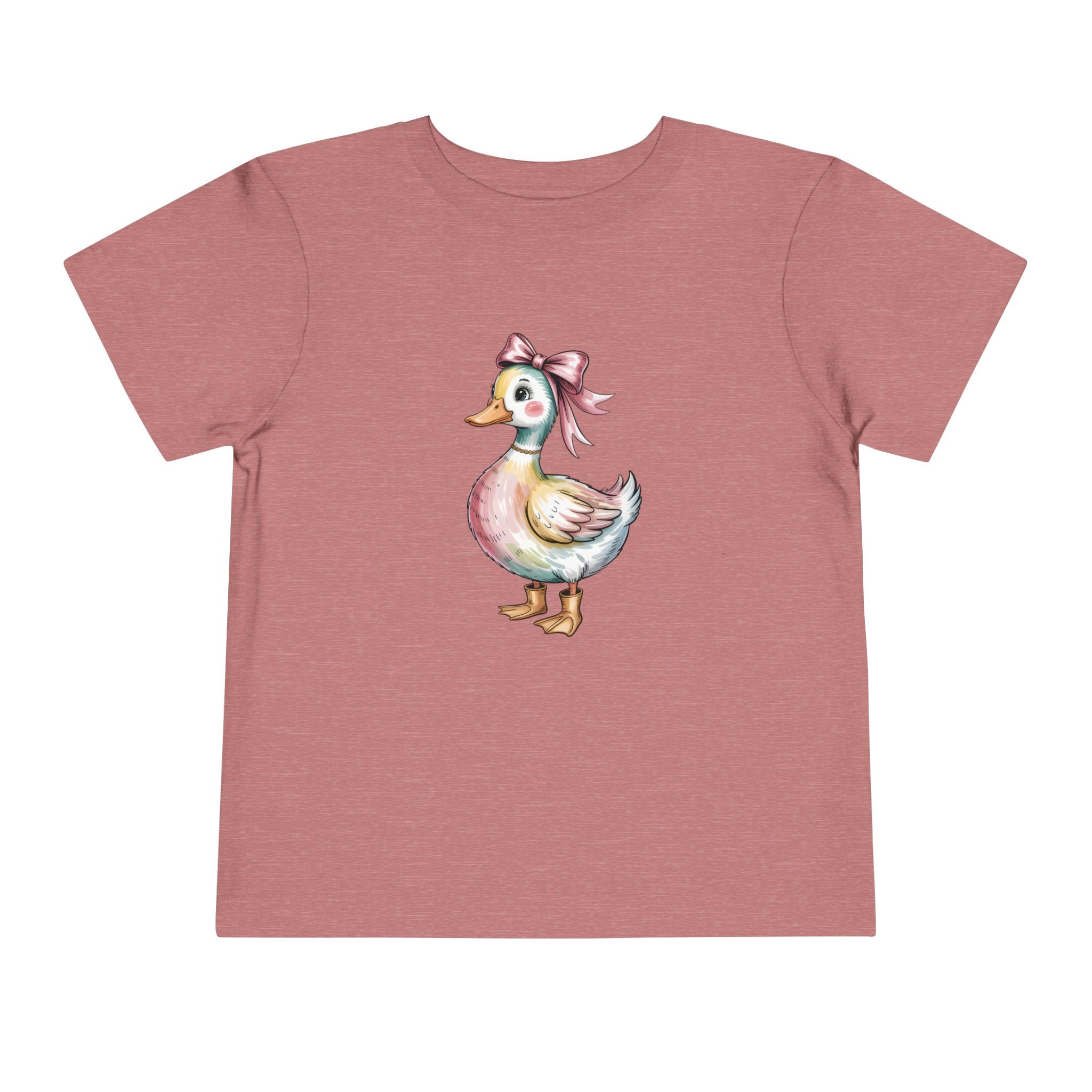 Cute Duckling Toddler Tee — Watercolor Duck with Pink Bow